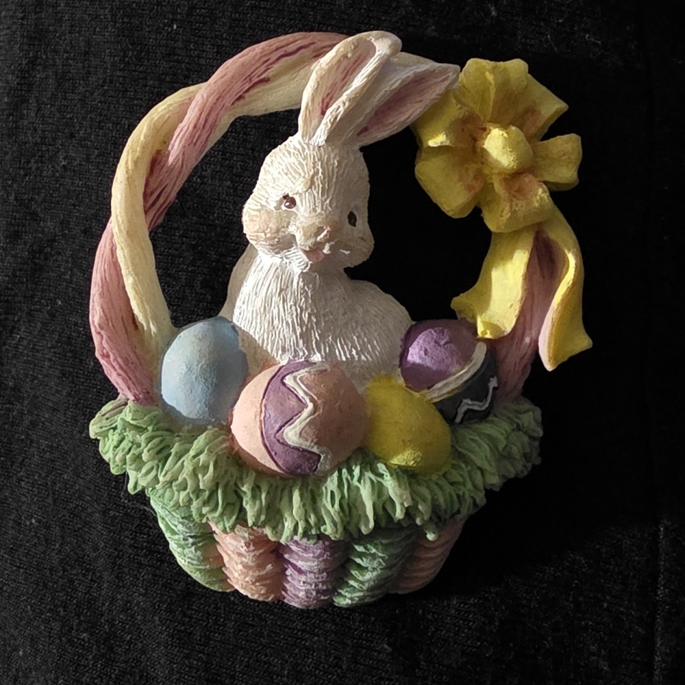 Bunny in Easter basket . Lapel Pin